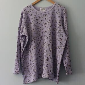 Mainstreet Blues Light Purple Waffle Knit Floral Long Sleeve Shirt Sz 1X